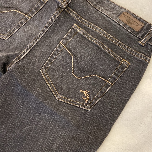 Harley-Davidson Denim - Harley Davidson Boot Cut Jeans / Mid Rise Charcoal Black / Size 8 x 31”